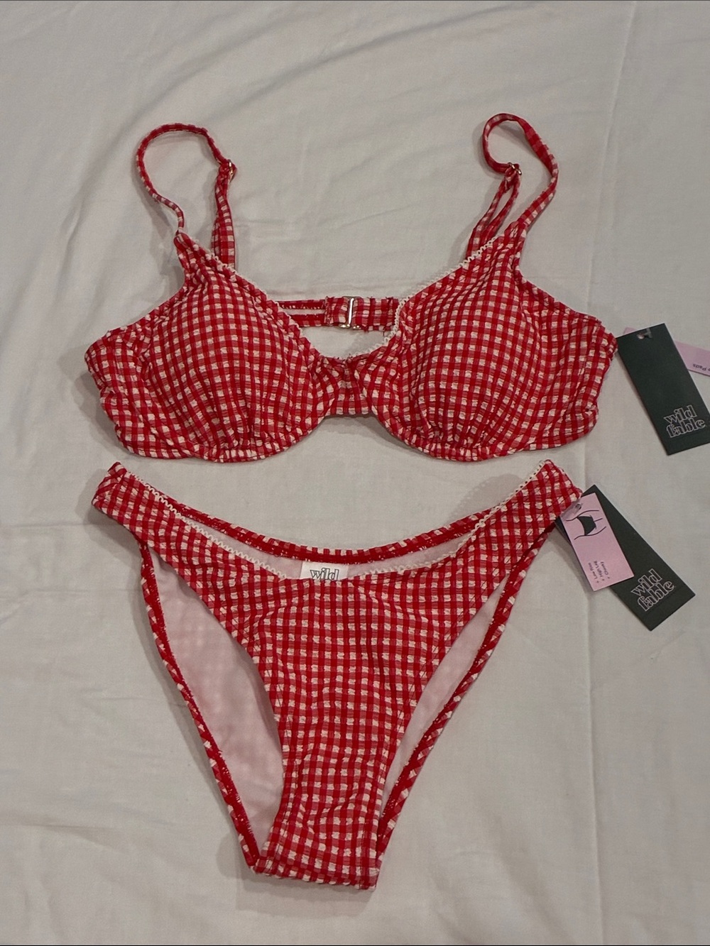 wild fable Red Gingham Underwire Bikini Set